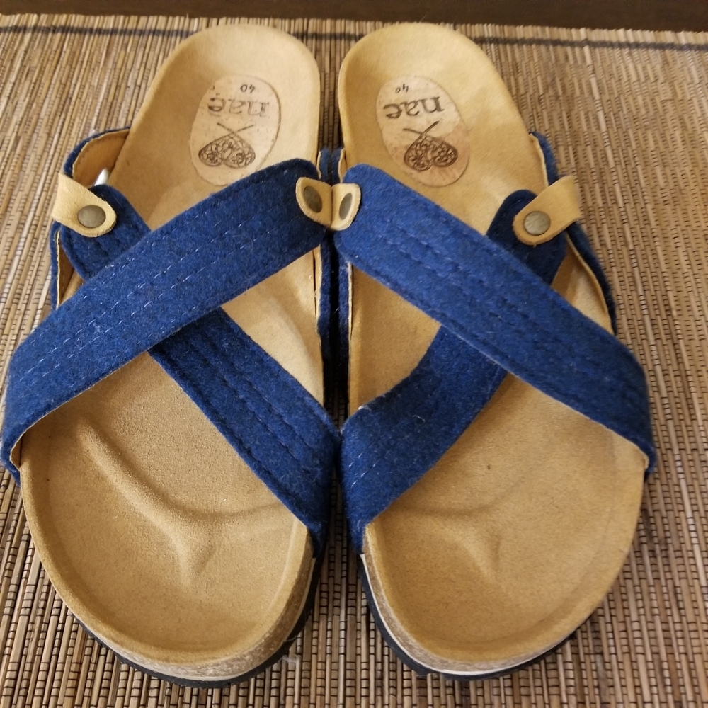 Nae  Vegan Sandals Blue Felt in size 40